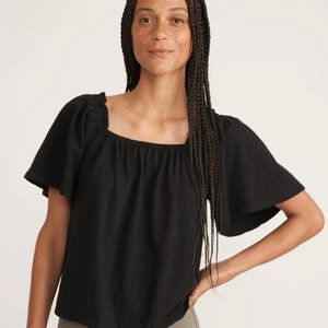 NWT Marine Layer 100% Cotton Constance Square Neck Top Black Sz S
